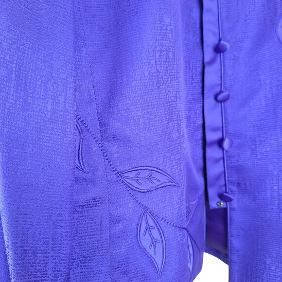 Silk Top & Skirt Suit Set, Size 14. Purple Embroidered Lined Adrianna Papell - Picture 5 of 16